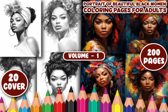 500 Portrait of Black Women Color Pages: A Creative Asset for Modern Design