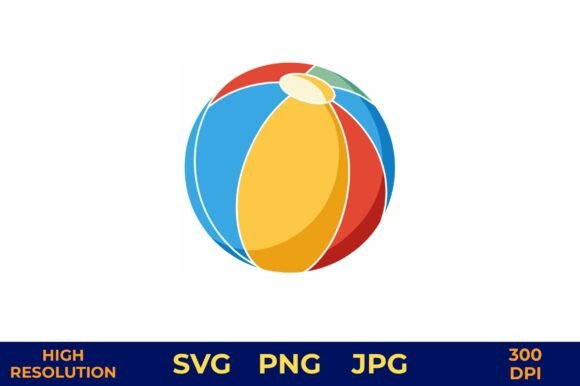 Beach Ball Vector with Solid Color: Vibrant Design Asset