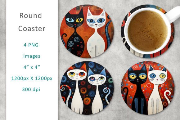 Cats Color Round Coaster: A Playful Touch for Modern Decor
