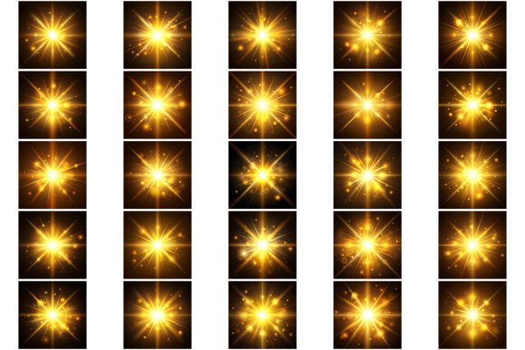 Golden Lens Flare on a Flat Color Bundle: A Design Game-Changer