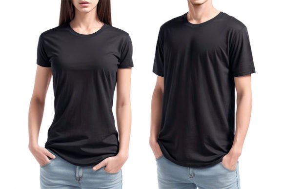Men and Women T-Shirt Mockup Black Color for Your Designs