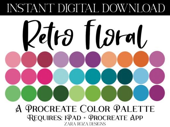 Retro Floral Procreate Color Palette: Your Go-To for Vintage Vibe Art