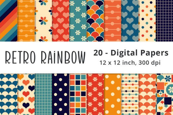 Retro Rainbow Color Scrapbooking Papers: A Burst of Nostalgic Joy