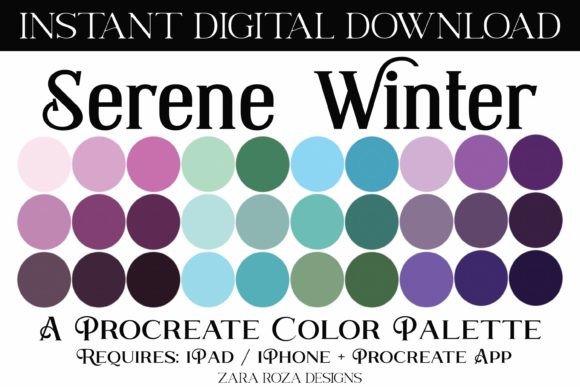 Serene Winter Procreate Color Palette: Your Go-To for Cool, Calm Art