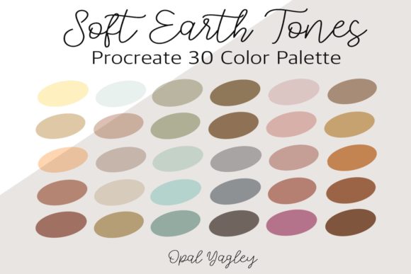 Soft Earth Tones Procreate Color Palette: 30 Harmonious Hues