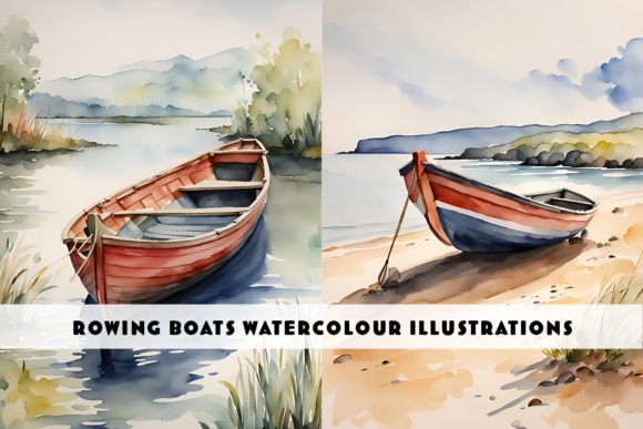 Timeless Tranquility: Using Rowing Boat Watercolour Illustrations