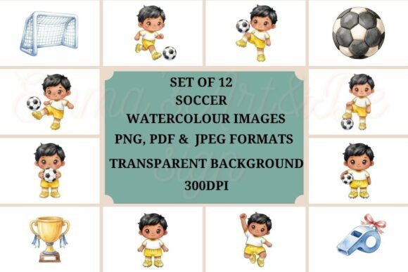 Watercolour Soccer Boys Clipart for Creative Projects